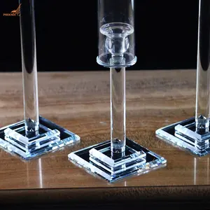 3 סט שקוף זול זכוכית קריסטל מחזיקי פמוטים לחתונה מרכזי קישוטי שולחן למכירה