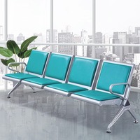 Usine directe hôpital public Rail-Way pieds réglables coussin de siège en cuir PU chaise d'attente d'aéroport en acier laminé à froid