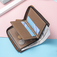 Dompet Pria Vintage PU Mewah Multi-Kantong dengan Resleting, Tempat Kartu Kredit, RFID Blocking, dan Slot Kartu untuk Pria