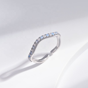 wholesale plata 925 <b>silver</b> Minimalist blue opal gem <b>ring</b> Everyday Wear open <b>Adjustable</b> unique 14k gold plated turquoise <b>rings</b> - Product Image 1