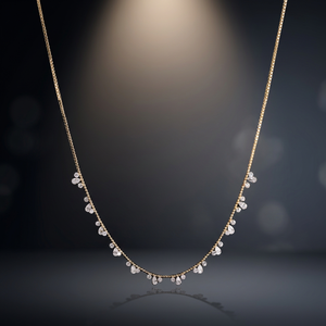 Collier de perles en or massif 18 carats avec diamant de laboratoire taille brillant rond 2 carats, style tendance pour femme et jeune fille, cadeau d'anniversaire - Product Image 3