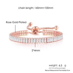 Hoge Kwaliteit Vrouwen 4Mm Vierkante Veelkleurige Zirkoon Zilver Goudkleurige Verstelbare Ketting Tennisarmband Mode Aanpasbaar - Product Image 6