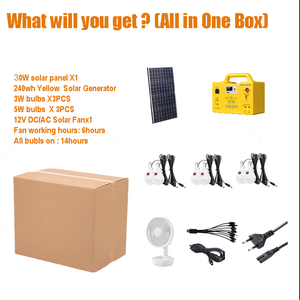 Sistem pencahayaan rumah energi surya portabel dengan kipas AC/DC, 6 bohlam dan pengontrol MPPT baterai Lithium Ion Kit lampu tenaga surya - Product Image 2