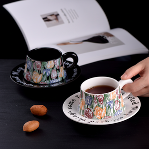 Vente en gros de tasse à café en céramique rétro tulipe de luxe léger avec logo personnalisé-Cadeaux d'affaires écologiques lavables au lave-vaisselle - Product Image 1
