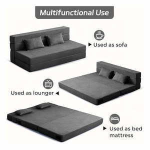 أريكة سرير قابلة للطي متعددة الاستخدامات، كنبة عالية الكثافة من الميموري فوم، كرسي نوم للضيوف مع وسائد - Product Image 5