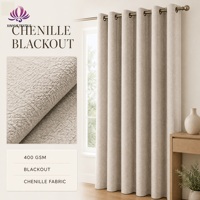 Rideaux occultants de luxe en chenille jacquard tissé, teint en fil, 100 % polyester, très lourds (400 g/m²), tissu uni pour chambre à coucher