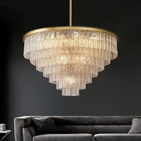 Lustre suspendu en cristal noir et or moderne de luxe sur mesure pour plafonds hauts, escaliers, salon, hôtel