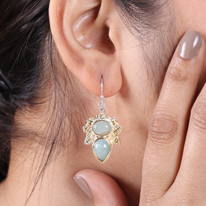 Stylish 925 Sterling <b>Silver</b> <b>Drop</b> <b>Earrings</b> with Aquamarine Stone for Weddings Parties and Gifts - Product Image 2