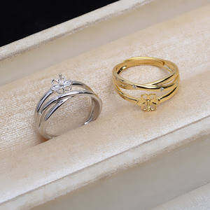 Bague ouverte en argent S925 réglable pour doigts 8-10 avec incrustation de perles plaquées or tendance, accessoires de mode JG5310, support vide - Product Image 1