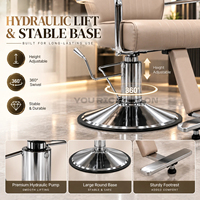 Chaise de barbier confortable, chaise de salon inclinable, chaise de coiffure réglable hydrauliquement avec base ronde stable pour salon professionnel