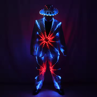 RICHSHINING Costume de scène pour adulte avec lumière LED RVB Vêtements de danse lumineux pour les bars de boîte de nuit et les fêtes Décorations de fête