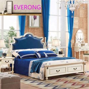 ไม้และแผ่นเอ็มดีเอฟ E1 สำหรับชุดเฟอร์นิเจอร์ห้องนอน เตียงควีนไซส์ เตียงคู่แบบเรียบง่าย ผลิตจากเฟอร์นิเจอร์ไม้เนื้อแข็งสำหรับบ้าน - Product Image 2