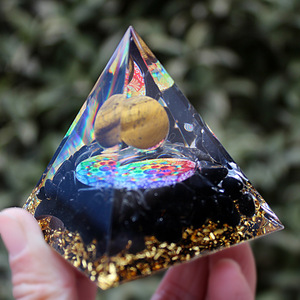 Pirámide de Resina Epoxi con Esfera de Ojo de Tigre, Decoración para el Hogar, Artesanía en Resina, Adorno de Escritorio, 5cm, 6cm, 8cm - Product Image 2