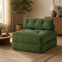 Canapé-lit pliant moderne 3 positions en velours côtelé, fauteuil convertible 170x85cm avec coussin capitonné et traversin, imperméable