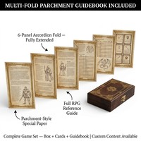 Caja de Regalo Rígida Tipo Libro con Grabado Personalizado, Empaque de Lujo Tipo Concha con Bandeja de EVA Negra y Banda Protectora para Sets de RPG