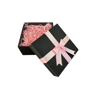 <b>Empty</b> Black <b>Gift</b> <b>Box</b> with Pink Ribbon Elegant and Stylish for Presentations - Product Image 1