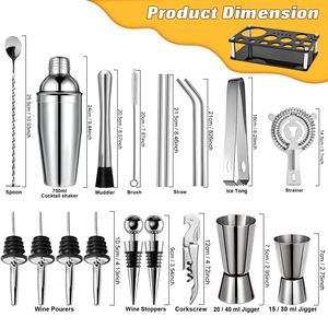 Ensemble de shakers à cocktails en acier inoxydable Modèle BL- Shaker Set 003 20 pièces Design minimaliste moderne Emballage en boîte Accessoires de bar - Product Image 2
