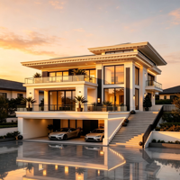 Villa préfabriquée multi-étages en structure acier de luxe moderne pour maison de vacances et gîte, certifiée CE