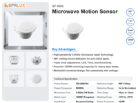 Capteur de distance Sprlux SP-M11, détection radar 5,8 GHz, 360 degrés, intérieur/extérieur, 2-8 m, sortie AC, mouvement et position pour l'éclairage