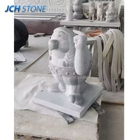 Statue de l'Asterix et d'Obelix en granit gris naturel G603 sculpté à la main, à vendre
