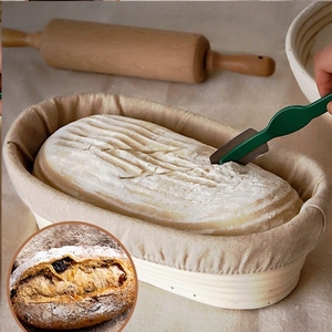 Spatule à pain de panier d'épreuvage Baneton de qualité supérieure pour doublure en tissu fait <span class=keywords><strong>maison</strong></span> 12 pouces paniers de <span class=keywords><strong>canne</strong></span> Banneton conceptions de couteau britannique Offres Spéciales - Product Image 4