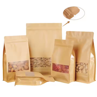 Sacs en papier kraft personnalisés pour emballage alimentaire (café, thé) avec soufflet et fermeture éclair, scellage 8 côtés, fabrication sur mesure