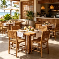 Chaise de salle à manger en rotin, chaise de bar en bois massif, chaise de comptoir moderne et simple, chaise de restaurant, chaise rétro en rotin tressé