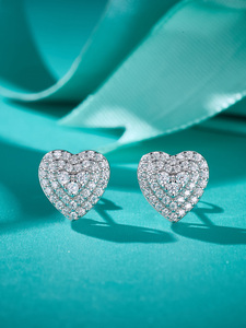 Gra chất lượng rắn 1.0mm nửa sang trọng moissanite Bông tai hình trái tim sang trọng moissanite <span class=keywords><strong>Stud</strong></span> Bông tai - Product Image 5