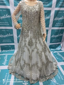 Impresionante Vestido de Novia Largo Hasta el Suelo con Cuentas de Cristal y Pedrería Bordada, Vestido de Boda Indio - Product Image 3