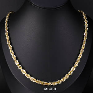Collar de Cadena de Cuerda Trenzada 5N de Alta Calidad, Chapado en Oro de 14K, Collar de Acero Inoxidable que No se Desvanece, para Hombres y Mujeres, Joyería de Moda - Product Image 1