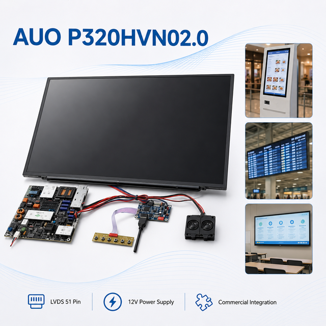 32 Inch AUO P320HVN02.0 TFT LCD Panel Module 1920x1080 500 cd/m2 LVDS 51 Pin 12V for Advertising Display