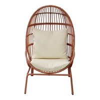 Ensemble de fauteuils en rotin tressé pour jardin, balcon, porche ou terrasse, design moderne KD, en métal, en forme d'œuf, en promotion