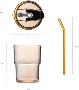 Vaso de Viaje de Vidrio de Doble Pared con Aislamiento al Vacío, 12 oz, para Cerveza, con Pajita, Superventas - Product Image 2
