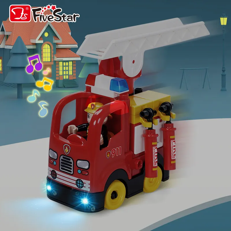 FiveStar camion di salvataggio antincendio set di blocchi di costruzione di educazione precoce fai da te giocattolo per bambini ragazzi ragazze di età 3 +