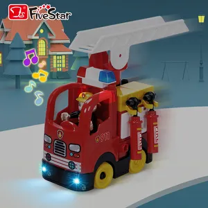 FiveStar Fire Fighting Rescue Truck Building Block Sets Early Education DIY Building Block Toy For Kids Boys Girls Age 3+