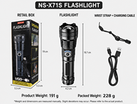 Lampe torche LED rechargeable COB super lumineuse avec zoom, étanche IP55, corps en alliage d'aluminium, XHP50, usage industriel, USB, camping, tactique