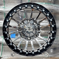 Rines Beadlock Forjados con Acabado Cromado 8x165.1 8x170 8x180 con Anillo Negro para Todoterreno, para Silverado F250 Ram 2500 3500