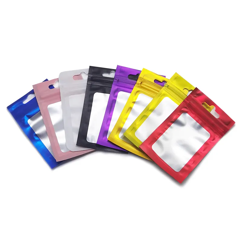 In Stock Multicolor Food Clear Front Plastic Zipper Packaging Ziplock 3 Three Side Seal Aluminum Foil Flat Pouch Bag