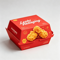 Boîte à hamburger personnalisée en papier kraft écologique Lezhi, boîte à emporter pour poulet frit, frites à emporter, emballage pour restauration rapide