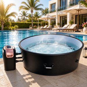 Jacuzzi Inflable Portátil Redondo de Tela con Tecnología Drop Stitch para Exteriores, Bañera de Hidromasaje para 1 Persona, Piscina de Masaje para Adultos - Product Image 1
