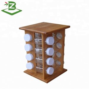 Organisateur de rangement rotatif pour épices en bambou, carrousel à épices Lazy Susan pour comptoir avec 16 bocaux - Product Image 3