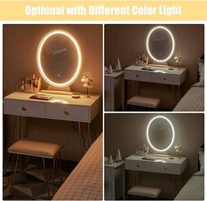 Juego de tocador con espejo LED desmontable y caja de maquillaje Muebles para el hogar Dormitorio Maquillaje Tocador Juego de Taburete de mesa - Product Image 2