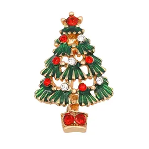 Vintage Inspired rhinestone Christmas Brooch Lot Holiday Brooch Christmas Tree Snowman Xmas Pin