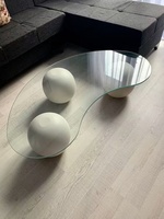 Table basse en verre trempé créative, design rond, style moderne et simple, couleur crème, pour petit appartement