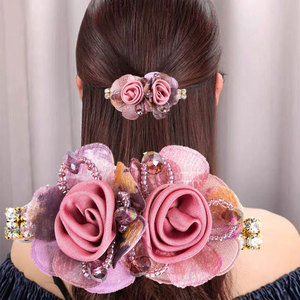 Alla moda e <span class=keywords><strong>Best</strong></span> seller eleganti grandi fermagli per capelli primaverili a fiori fatti a mano coreani per accessori per capelli da donna - Product Image 3