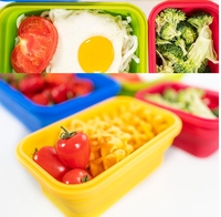 Boîtes à lunch en silicone sans BPA de différentes couleurs Pantone étanches de qualité alimentaire avec couvercles transparents Boîte à bento disponible au micro-ondes
