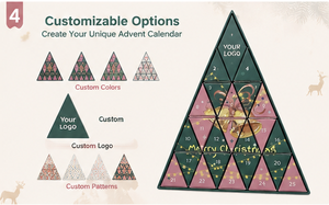 Boîte de calendrier de l'avent vert rose triangulaire avec 25 tiroirs individuels et impression personnalisée - Product Image 5