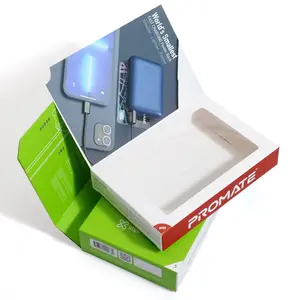 Custom Opknoping Recyclebaar Power Bank Retail Pakket Elektronische Product Kaart Papier Verpakking Doos Met Venster