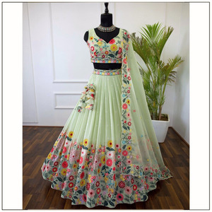 Lehenga Choli de Diseño Étnico Indio, Semi-Confeccionado, para Novias, Ideal para Fiestas de Verano/Invierno, Absorbe la Humedad, Alta Calidad, Superventas - Product Image 3