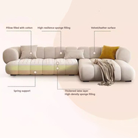 Canapé d'angle moderne en forme de L à trois places avec chaise longue, structure en bois massif, canapé nuage, canapé chenille pour salon, appartement, hôtel